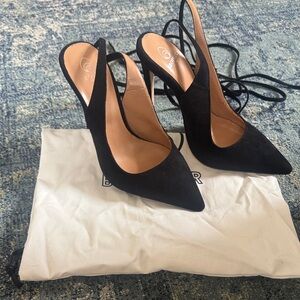 Brother Vellies Black Ribbon Suede Pumps Heels